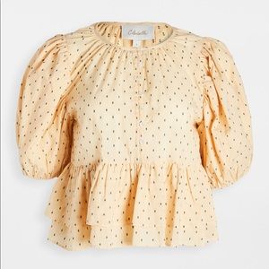 CLEOBELLA Carlie Blouse XL yellow puff sleeve crop
